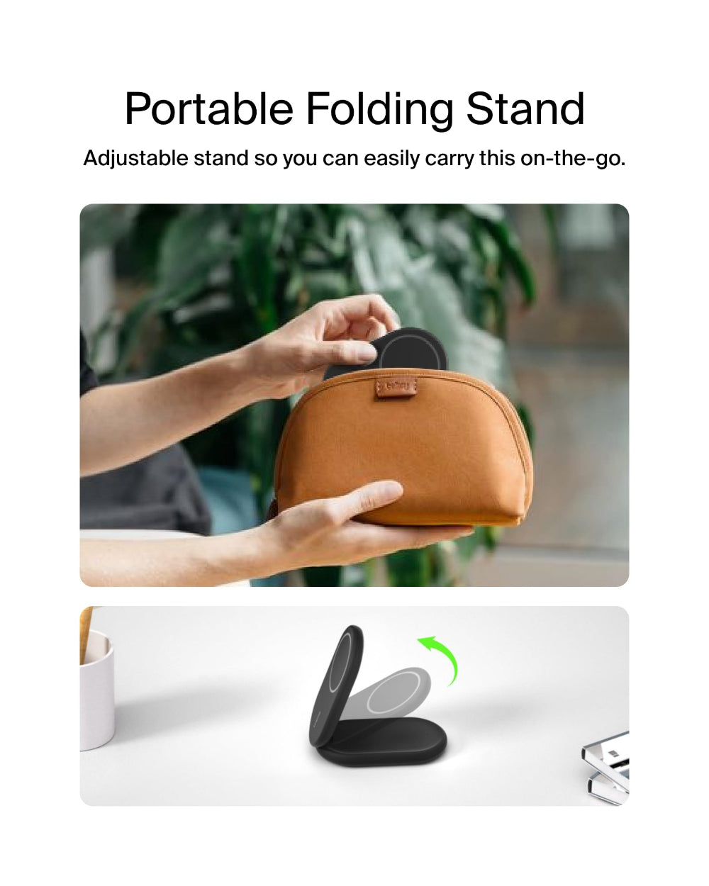 Belkin BoostCharge 2-in-1 Foldable Wireless Charger with Qi2 15W, Magnetic iPhone Charger, AirPods Charging Pad, USB-C Cable Included, Black