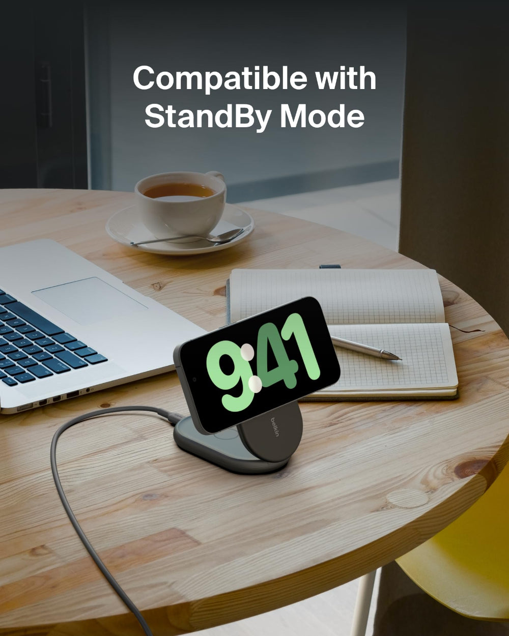 Belkin BoostCharge 2-in-1 Foldable Wireless Charger with Qi2 15W, Magnetic iPhone Charger, AirPods Charging Pad, USB-C Cable Included, Black