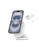 Belkin BoostCharge 2-in-1 Foldable Wireless Charger, Qi2 15W Magnetic iPhone & AirPods Charging Stand with USB-C Cable and 36W Power Supply, White