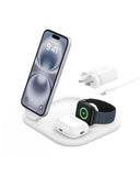 Belkin MagSafe Charger, BoostCharge 3-in-1 Magnetic Foldable Charger with Qi2 15W - MagSafe-Compatible Fast Charger for iPhone 16, 15, Apple Watch, AirPods with Non-Slip Base, PSU Included - White
