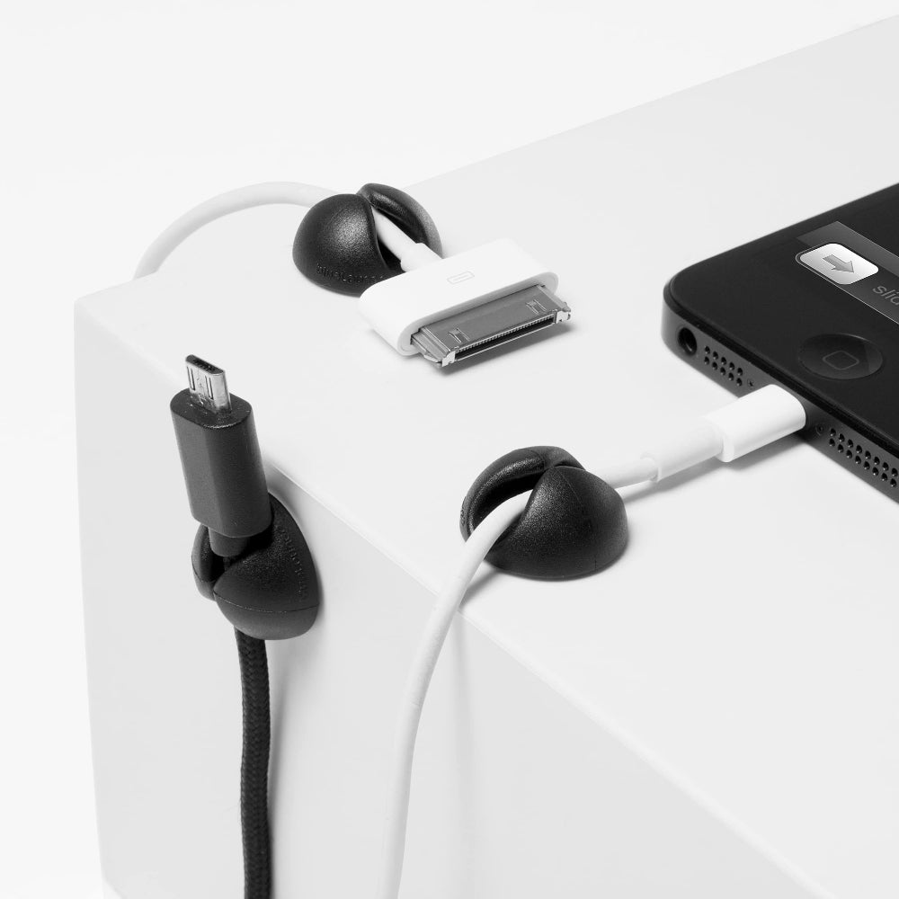 Bluelounge CableDrop Mini| Desktop Cable Organizer, Ideal for cable diameter of up to 5mm, USB-C & Apple Charging Cables, Easy Set-up w/ Stong Double Sided Tape, for Office, Car, Home - White, 9pack