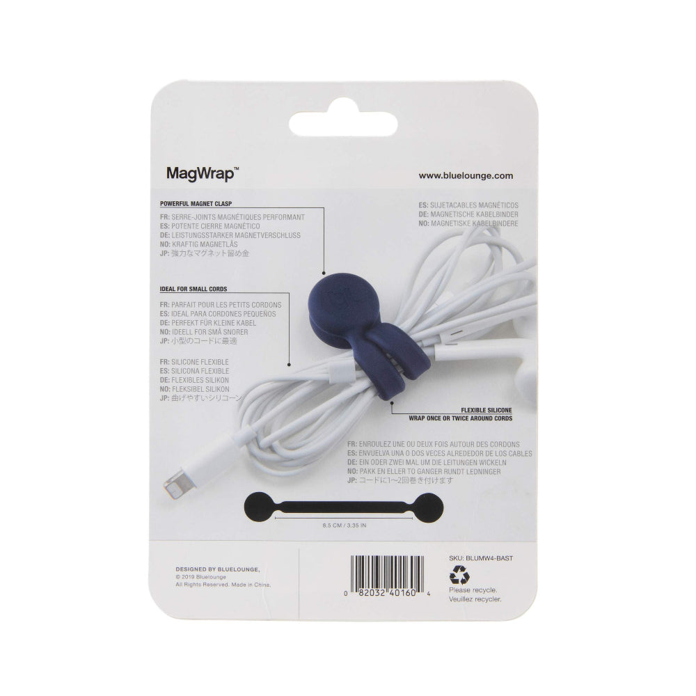 BlueLounge MAGWRAP Magnetic Cable Tie - Fastest Reusable Neodymium  Magnetic Cable Wrap, Works w/ Most Cables, Sticks to any Metal Suface, Silicone Material - Small (4.75" Length)