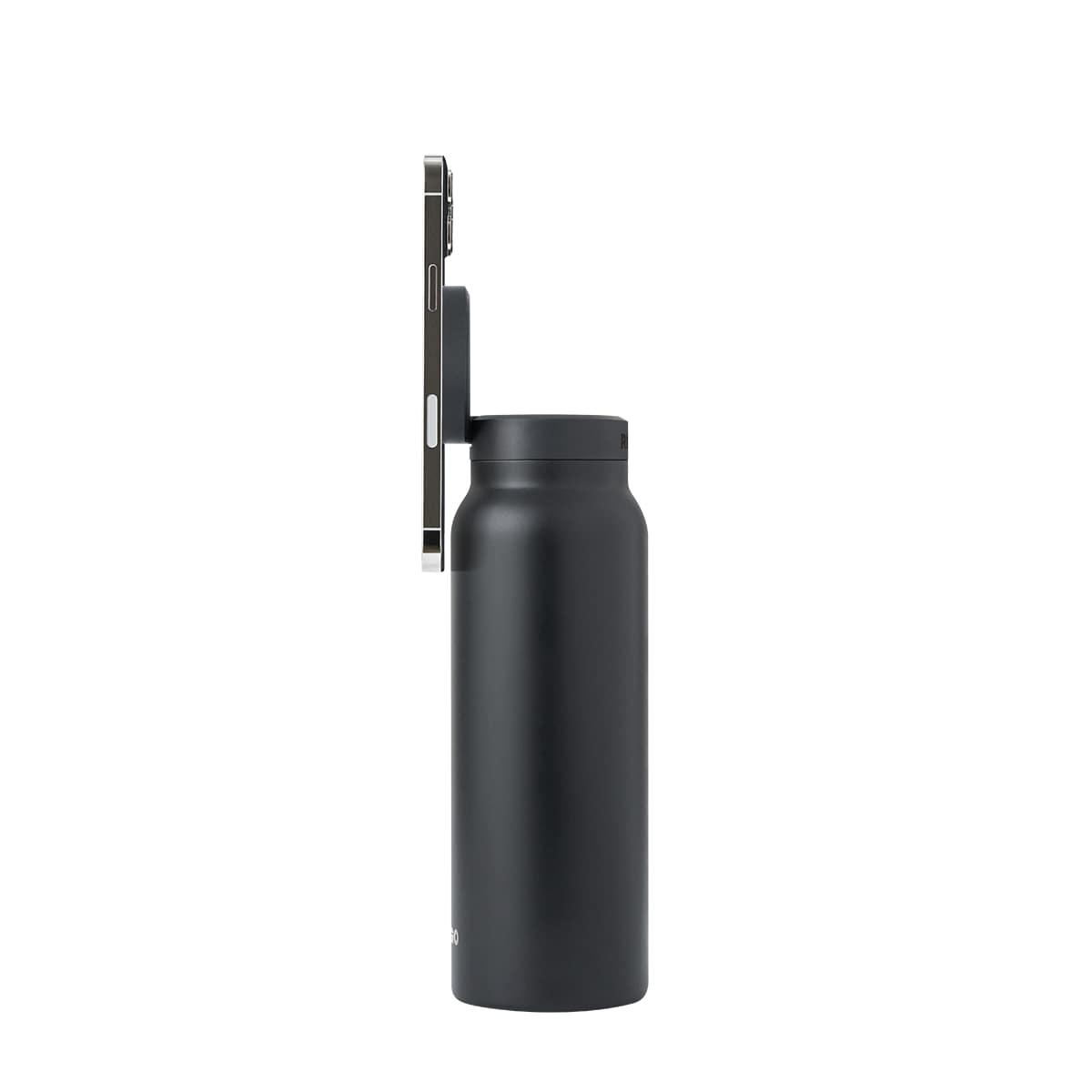 RINGO Water Bottle + Free Magnetic Booster Ring| Stainless Steel Hydration Bottle w/ Integrated MagSafe Phone Mount, 12Hrs Hot/24Hrs Cold, BPA-Free, Works w/ All Devices Android & iOS - Black 24Oz