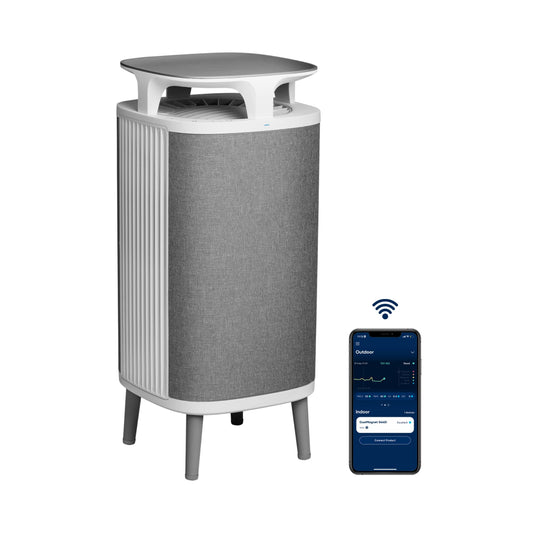 BLUEAIR DustMagnet 5240i| Most Powerful Dust Cleaner, Dual Inlet/Outlet, 3-Stage Filtration, Collects Dust, Gas, Pet Hair, VOCs, Table-Top Design,for Home/Office – Up to 255 sqf Room size - White Grey