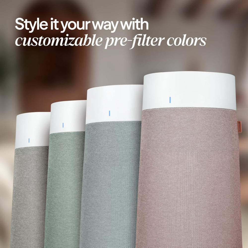 BLUEAIR Blue Max 3350i | Hi-Performance Air Purifier, 3-Stage Filtration, Collects Dust, Gas, Pet Hair, VOCs, Washable Fabric Pre-Filter, for Home/Office – Up to 500 sqf Room size - White Grey