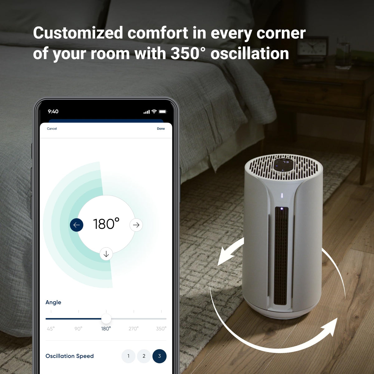 BLUEAIR ComfortPure Most Powerful 3-in-1 Air Purifier: Cooling, Heating, Purifying –HEPASilent Cleaner for Home, Pets, Allergies, Dust, Smoke, Odor – Covers 840 sqft in 60 Minutes – All season comfort