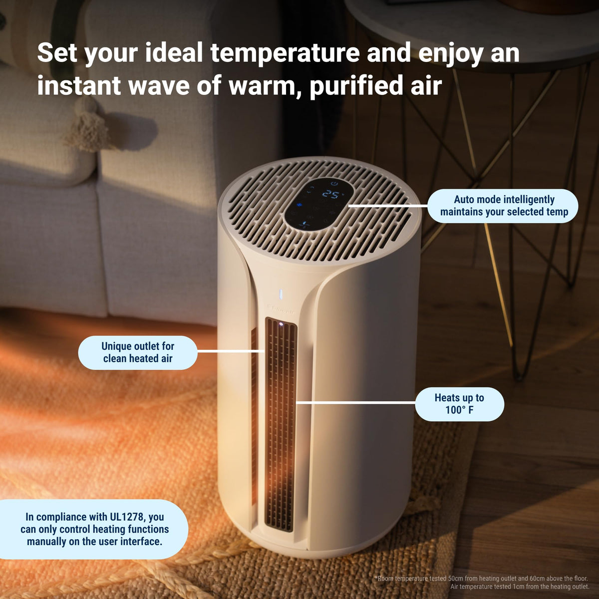BLUEAIR ComfortPure Most Powerful 3-in-1 Air Purifier: Cooling, Heating, Purifying –HEPASilent Cleaner for Home, Pets, Allergies, Dust, Smoke, Odor – Covers 840 sqft in 60 Minutes – All season comfort