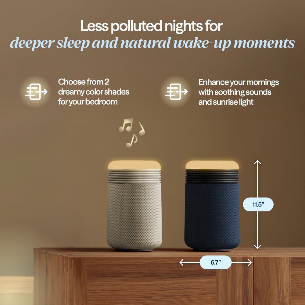 Blueair Mini Restful Air Purifier w/ Wake-Up Light, HEPASilent Tech, Smart Sleep Personalization, Sunrise Alarm, App Control & USB-C Charging, for Small to Medium size Bedrooms (140–336 sqft), Beige