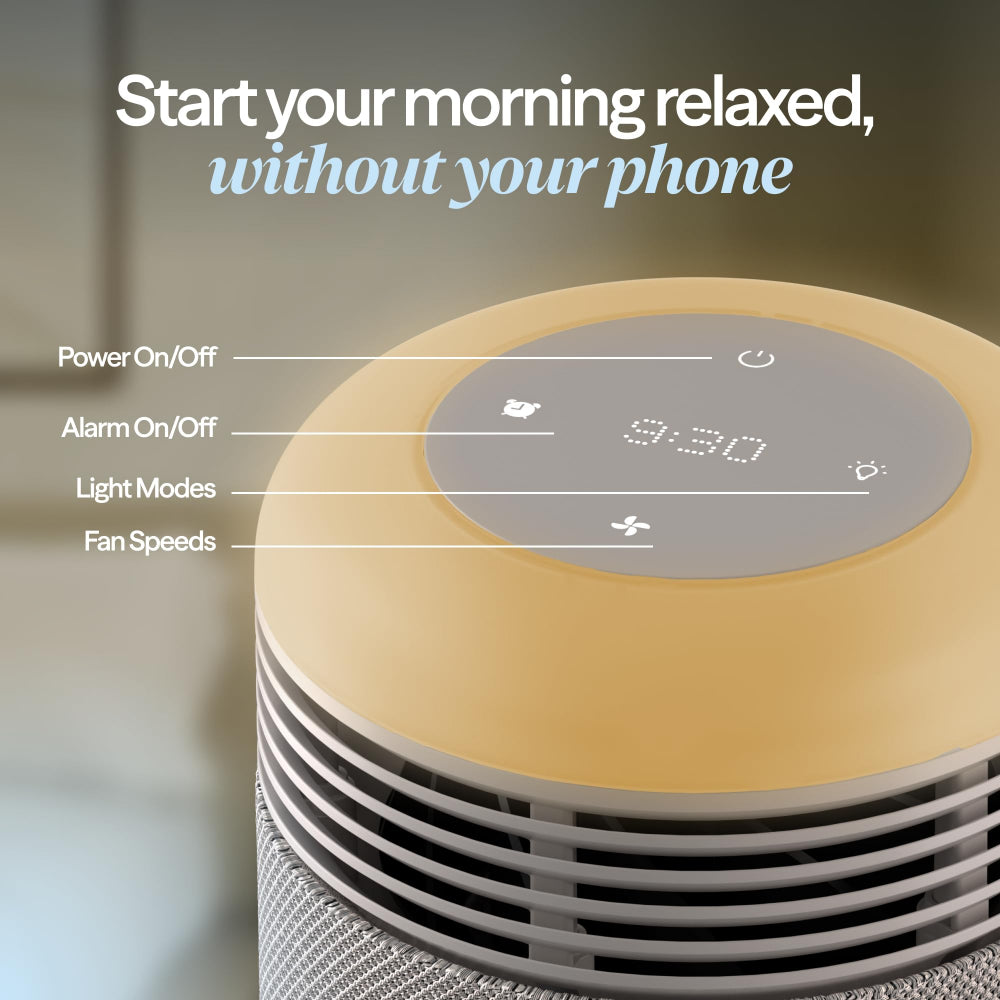 Blueair Mini Restful Air Purifier w/ Wake-Up Light, HEPASilent Tech, Smart Sleep Personalization, Sunrise Alarm, App Control & USB-C Charging, for Small to Medium size Bedrooms (140–336 sqft), Beige