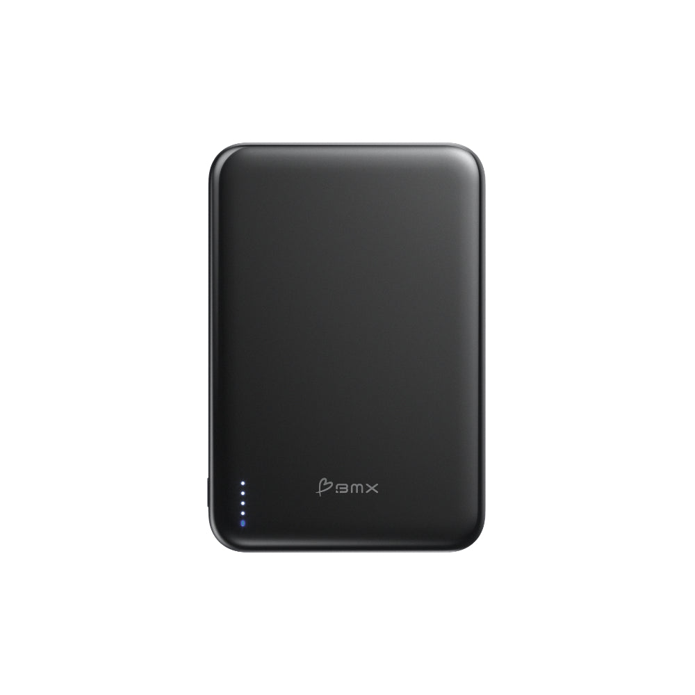 BMX SolidSafe™ Air 5K Magnetic Power Bank| Slim 6.8mm Semi-Solid Qi2, TSA Flight Approved, 15W/20W Wireless/Wired, USB-C Fast Charging, for iPhone 18/17/16/15 MagSafe Phones & Cases - Black