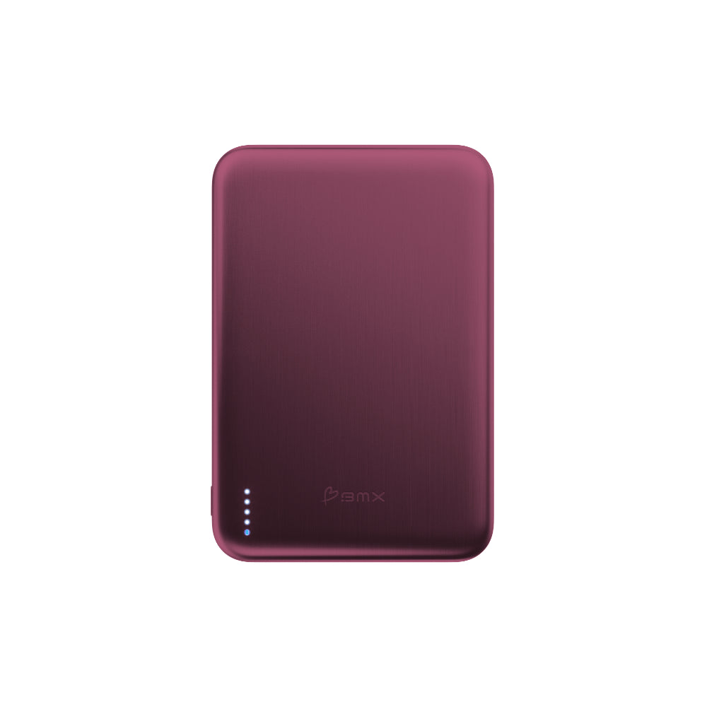 BMX SolidSafe™ Air 5K Magnetic Power Bank| Slim 6.8mm Semi-Solid Qi2, TSA Flight Approved, 15W/20W Wireless/Wired, USB-C Fast Charging, for iPhone 18/17/16/15 MagSafe Phones & Cases - Dark Chery