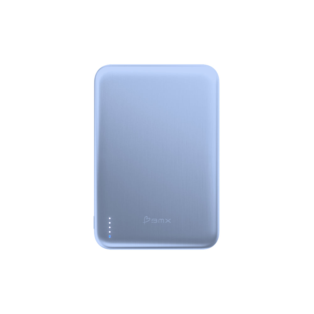 BMX SolidSafe™ Air 5K Magnetic Power Bank| Slim 6.8mm Semi-Solid Qi2, TSA Flight Approved, 15W/20W Wireless/Wired, USB-C Fast Charging, for iPhone 18/17/16/15 MagSafe Phones & Cases - Light Blue