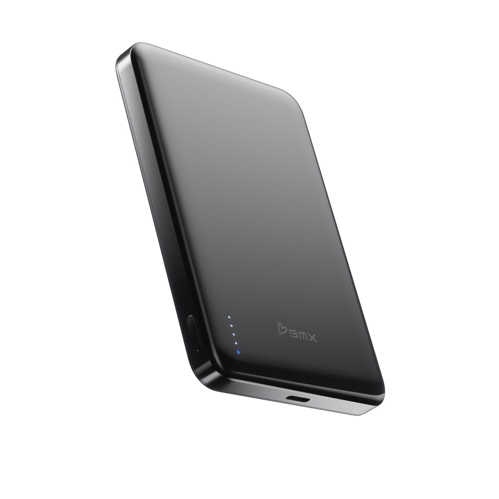 BMX SolidSafe™ Air 10K Magnetic Power Bank| Slim 13mm Semi-Solid Qi2.2 TSA Flight Approved, 15W/30W Wireless/Wired, USB-C Fast Charging for iPhone 18/17/16/15 MagSafe Phones & Cases - Black