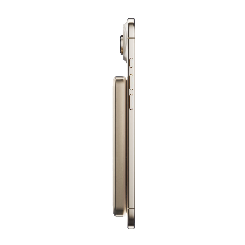 BMX SolidSafe™ Air 10K Magnetic Power Bank| Slim 13mm Semi-Solid Qi2.2 TSA Flight Approved, 15W/30W Wireless/Wired, USB-C Fast Charging for iPhone 18/17/16/15 MagSafe Phones & Cases - Gold