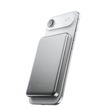 BMX SolidSafe™ Air 10K Magnetic Power Bank| Slim 13mm Semi-Solid Qi2.2 TSA Flight Approved, 15W/30W Wireless/Wired, USB-C Fast Charging for iPhone 18/17/16/15 MagSafe Phones & Cases - Silver