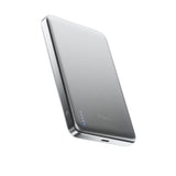 BMX SolidSafe™ Air 10K Magnetic Power Bank| Slim 13mm Semi-Solid Qi2.2 TSA Flight Approved, 15W/30W Wireless/Wired, USB-C Fast Charging for iPhone 18/17/16/15 MagSafe Phones & Cases - Silver