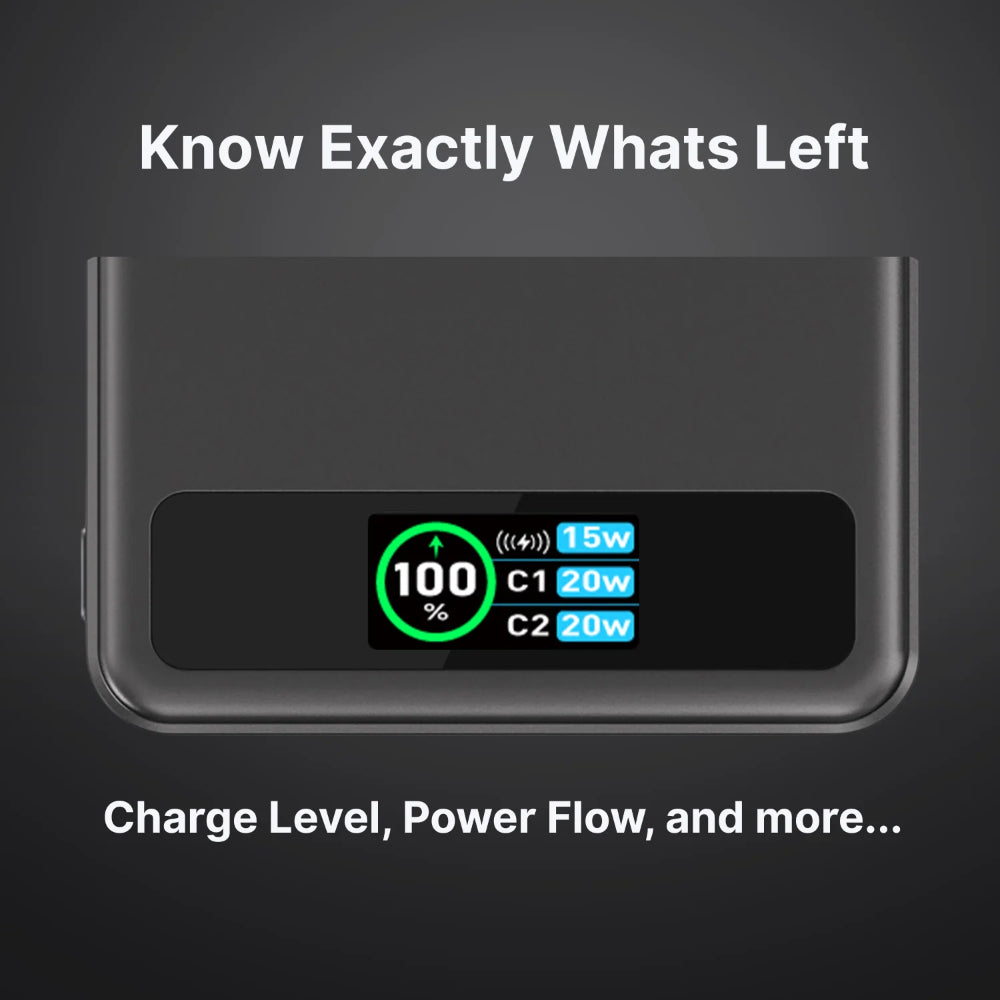 BMX SolidSafe™ 5K Magnetic Power Bank| Solid State Technology, Safe and Efficient, TSA Flight Approved, 15W/20W Wireless/Wired, USB-C Fast Charging, Info Display, Compact & Lightweight - Silver