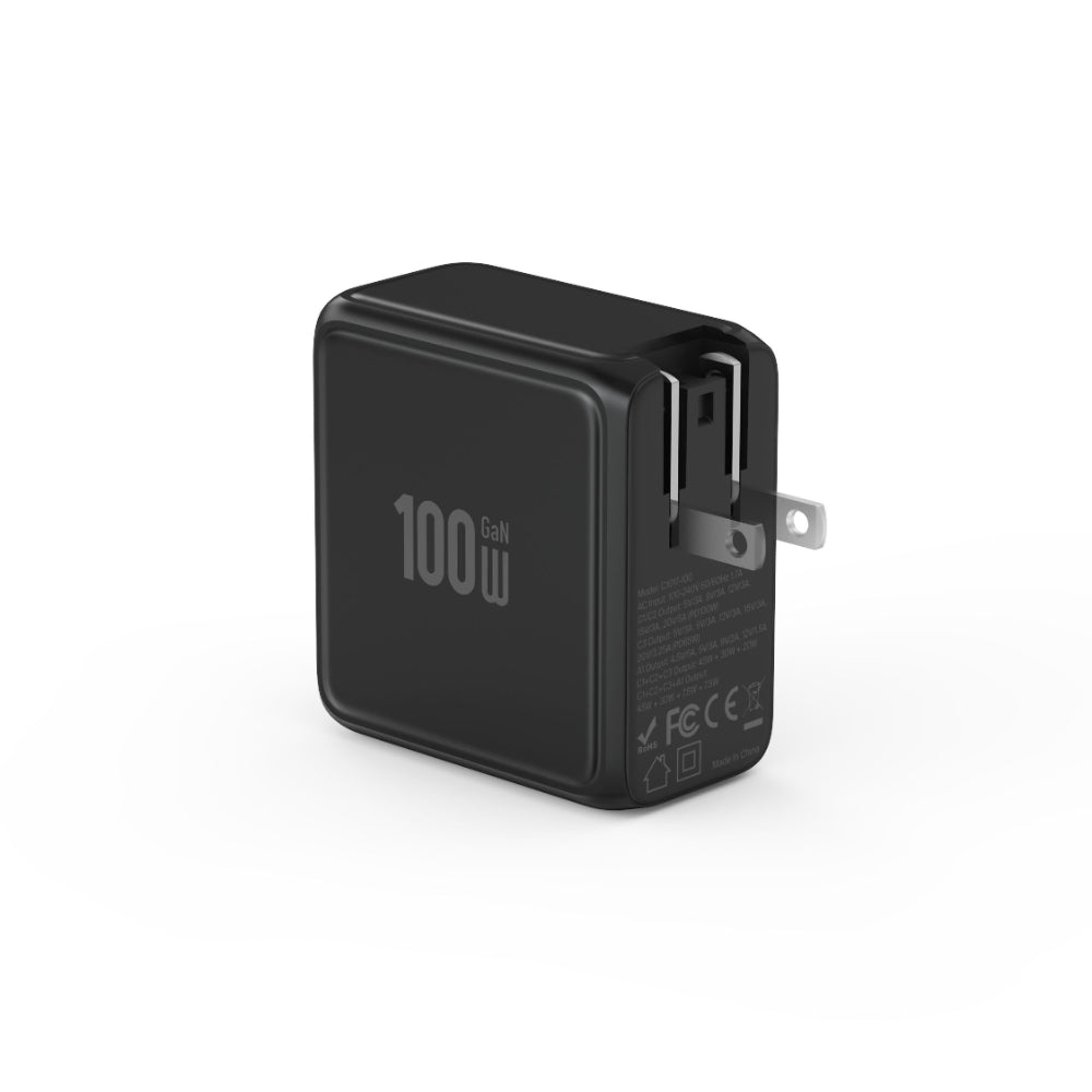 BMX GaNsta 100W Laptop World Charger | GaN Fast Charger, LCD Display, Multi-Port USB-C with Travel Adapters, for MacBook Pro/Air, Laptops, 2-in-1, Tablets, Smartphones, Headphones, Black
