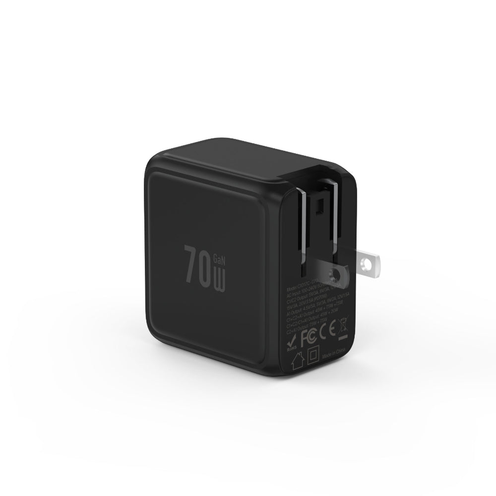 BMX GaNsta 70W Laptop World Charger | GaN Fast Charger, LCD Display, Multi-Port USB-C with Travel Adapters, for MacBook Pro/Air, Laptops, 2-in-1, Tablets, Smartphones, Headphones, Black