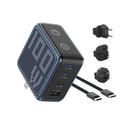 BMX GaNsta 100W Laptop World Charger | GaN Fast Charger, Pixel Display, Multi-Port USB-C Charging with Travel Adapters, for MacBook Pro/Air, Laptops, 2-in-1, Tablets, Smartphones, Headphones, Blue
