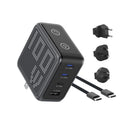 BMX GaNsta 100W Laptop World Charger | GaN Fast Charger, Pixel Display, Multi-Port USB-C Charging with Travel Adapters, for MacBook Pro/Air, Laptops, 2-in-1, Tablets, Smartphones, Headphones, Gray