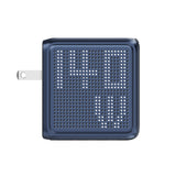 BMX GaNsta 140W Laptop World Charger | GaN Fast Charger, Pixel Display, Multi-Port USB-C Charging with Travel Adapters, for MacBook Pro/Air, Laptops, 2-in-1, Tablets, Smartphones, Headphones, Blue