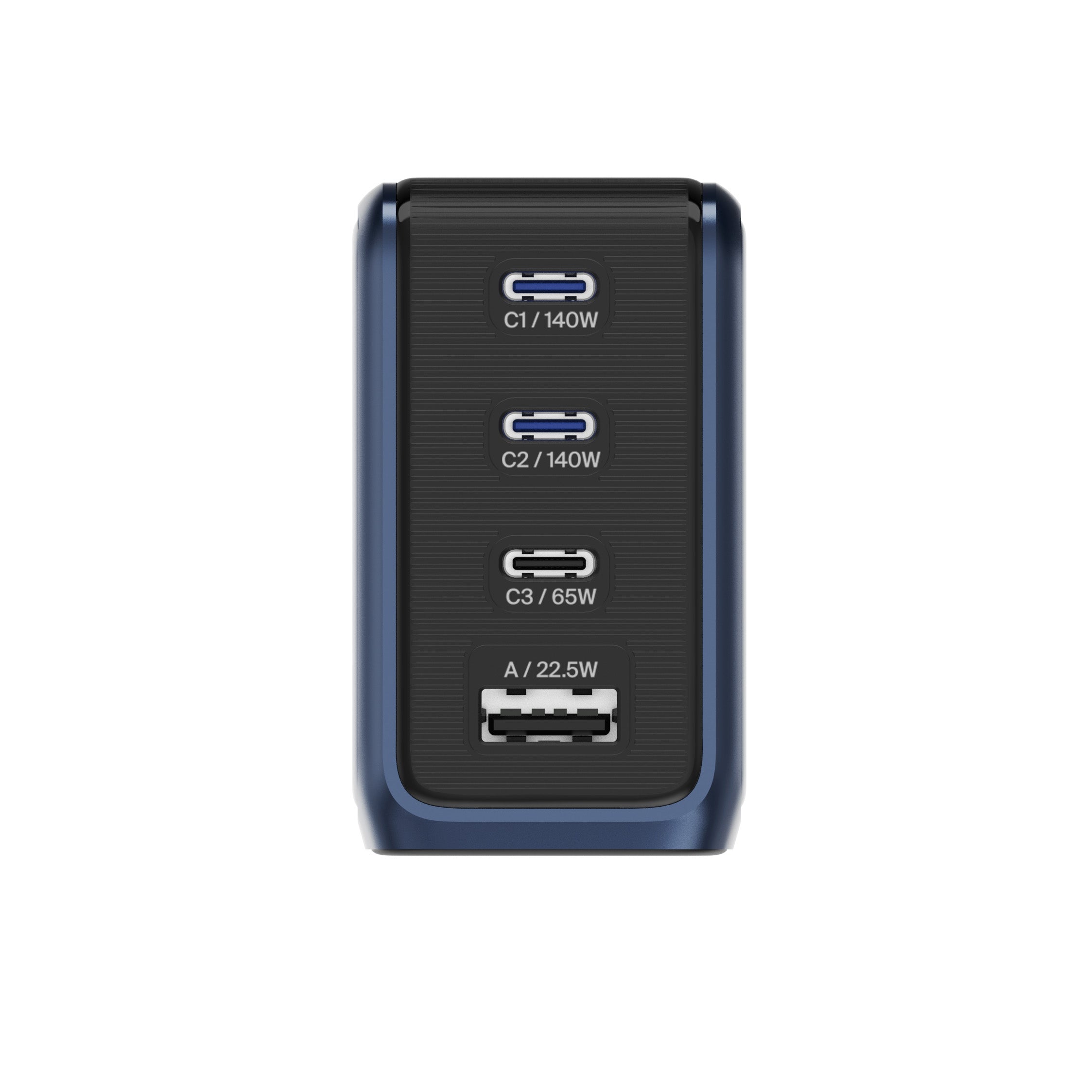 BMX GaNsta 140W Laptop World Charger | GaN Fast Charger, Pixel Display, Multi-Port USB-C Charging with Travel Adapters, for MacBook Pro/Air, Laptops, 2-in-1, Tablets, Smartphones, Headphones, Blue