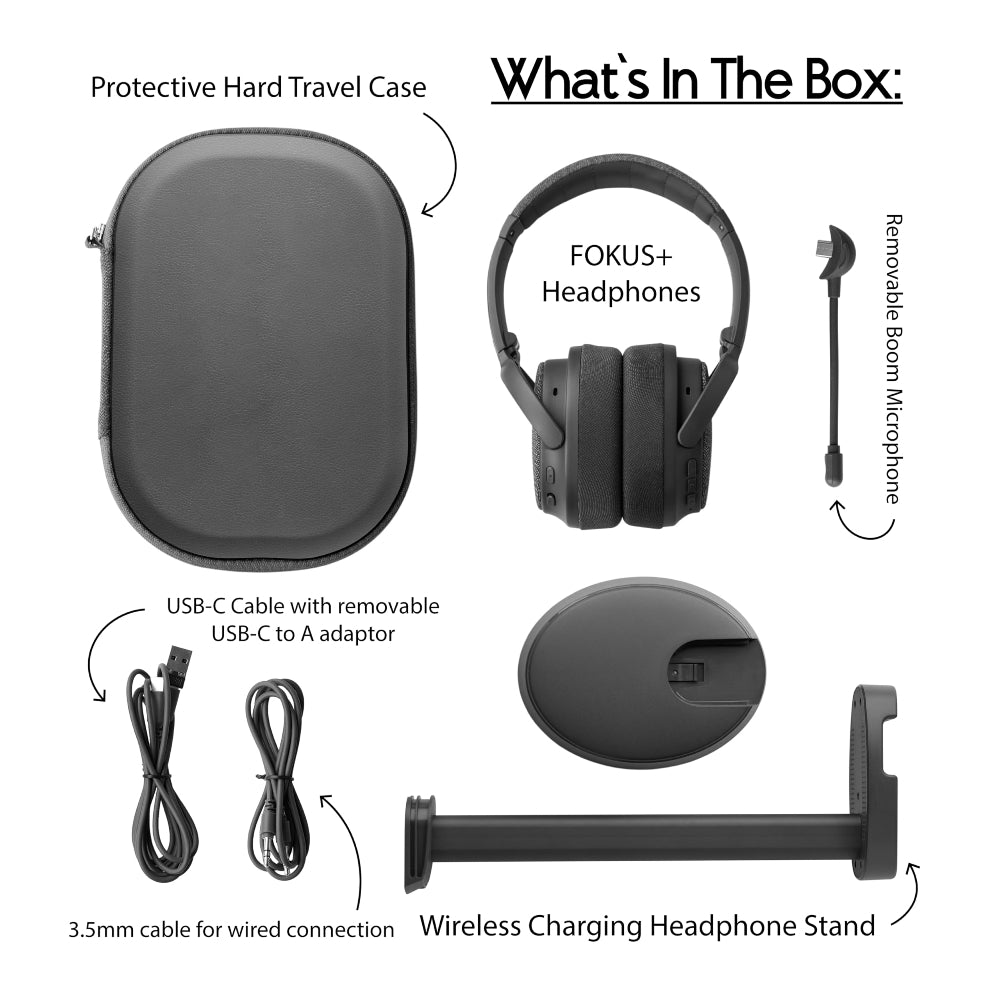 BUDDYPHONES Fokus+ Hybrid Anc Headset - Grey