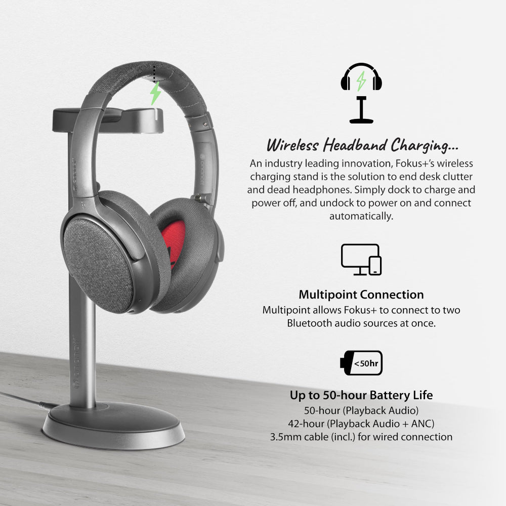 BUDDYPHONES Fokus+ Hybrid Anc Headset - Grey