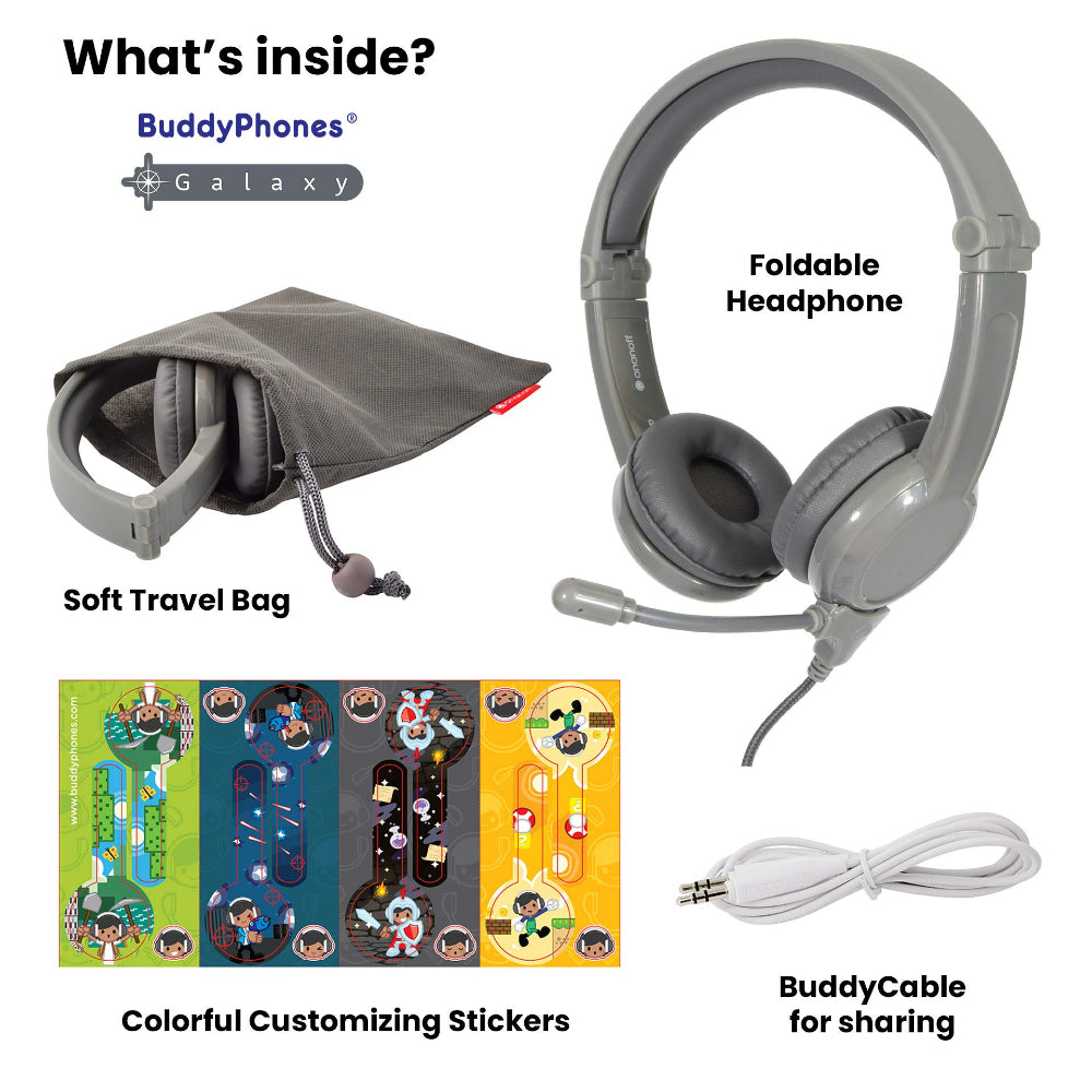 BUDDYPHONES Galaxy Gaming Headphones - Grey
