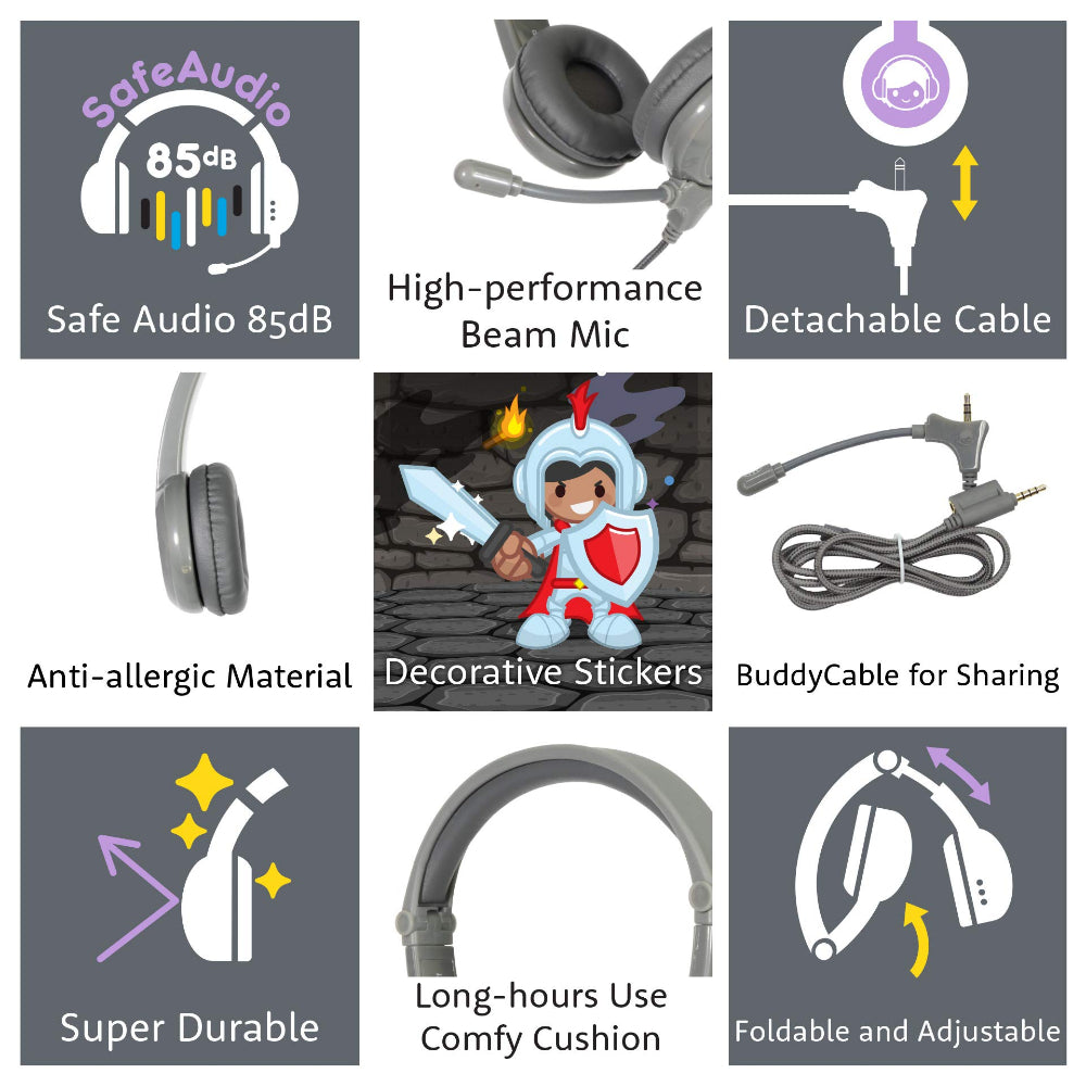 BUDDYPHONES Galaxy Gaming Headphones - Grey