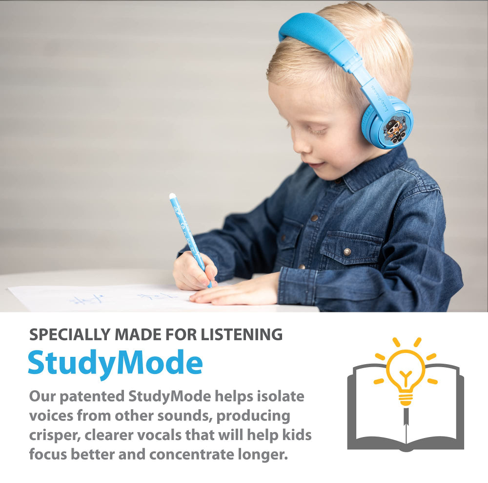 BUDDYPHONES PLAY Plus Wireless Bluetooth Headphones for Kids - Cool Blue