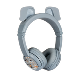 [علبة مفتوحة] سماعة رأس لاسلكية بلوتوث BUDDYPHONES PlayEars+ - صوت رائع وتصميم آذان حيوانية مرحة - كلب - رمادي