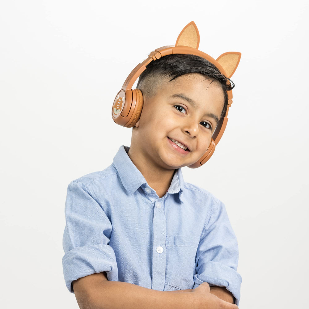 BUDDYPHONES PlayEars+ Bluetooth Wireless Headset - Superb Sound & Playful Animal Ears Design - Fox - Orange