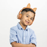 BUDDYPHONES PlayEars+ Bluetooth Wireless Headset - Superb Sound & Playful Animal Ears Design - Fox - Orange