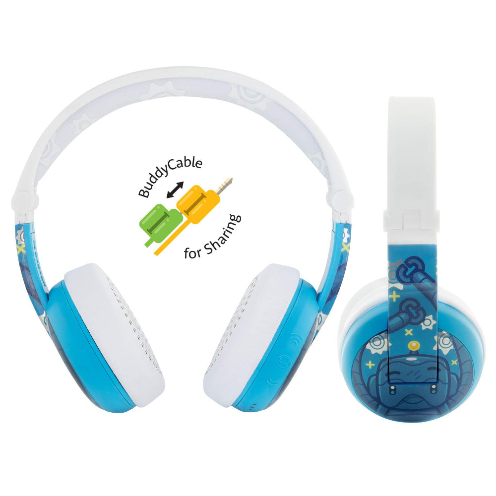 BUDDYPHONES Wave Bluetooth Headphones Waterproof Robot - Blue