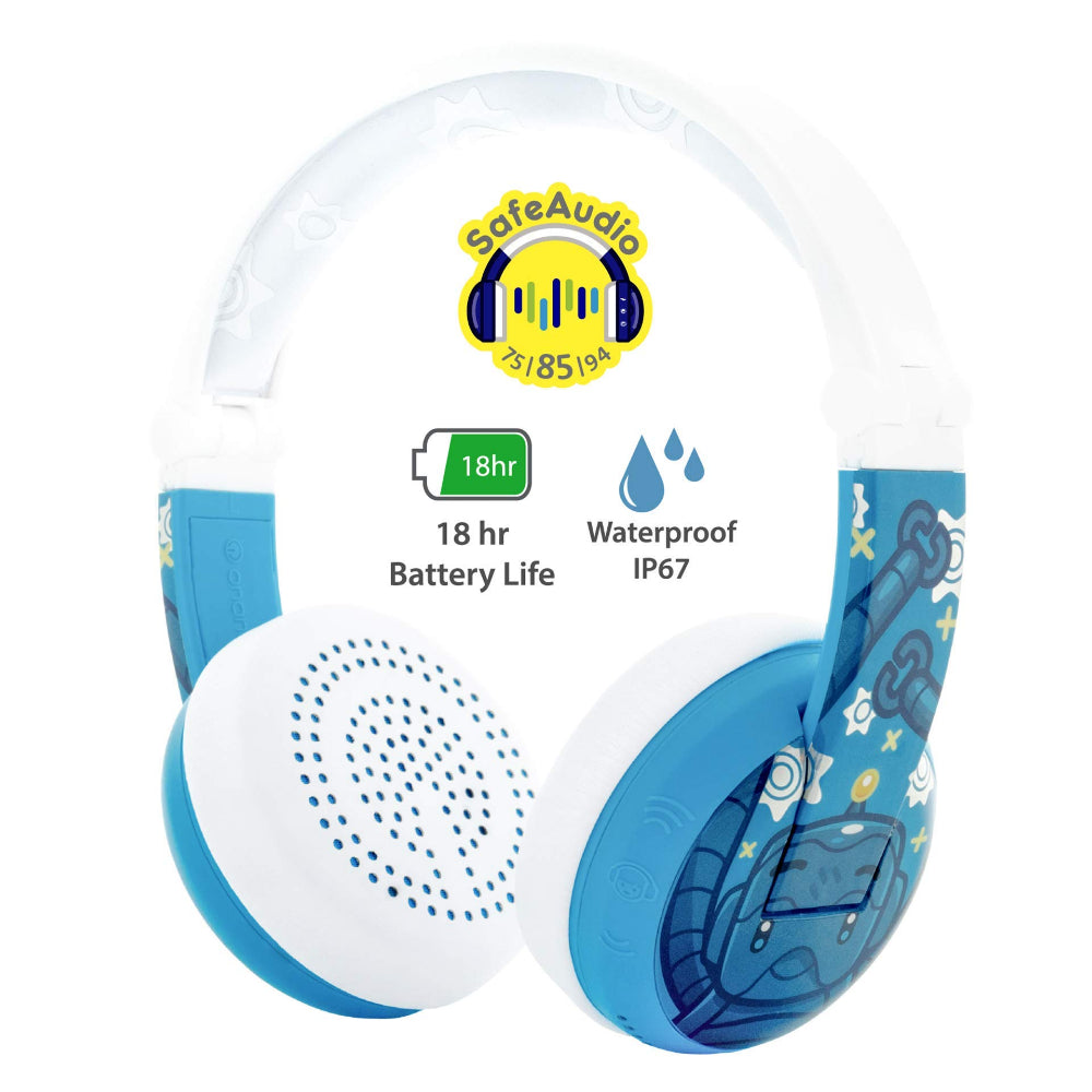 BUDDYPHONES Wave Bluetooth Headphones Waterproof Robot - Blue