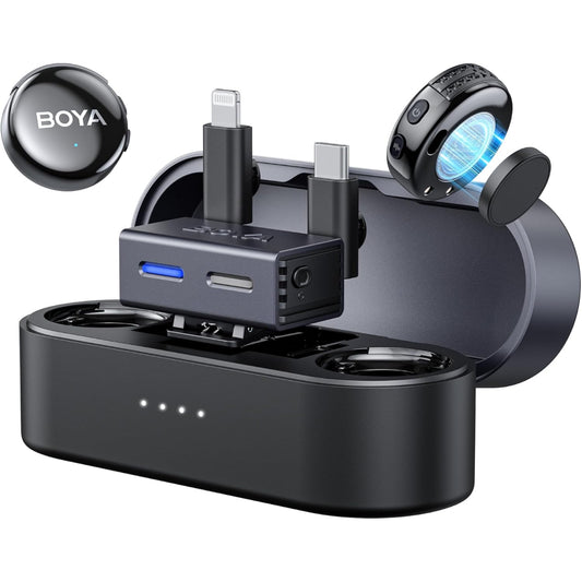BOYA BOYALINK 3 Wireless Lavalier Microphone for iPhone/Android/Camera/PC/Tablets,AI Noise Cancellation,48kHz/24Bit Studio Sound,APP Control,984ft 30h Battery with Charging Case for Vlogging Interview