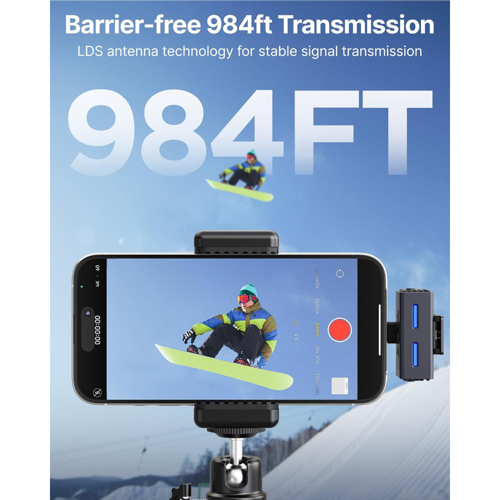 BOYA BOYALINK 3 Wireless Lavalier Microphone for iPhone/Android/Camera/PC/Tablets,AI Noise Cancellation,48kHz/24Bit Studio Sound,APP Control,984ft 30h Battery with Charging Case for Vlogging Interview