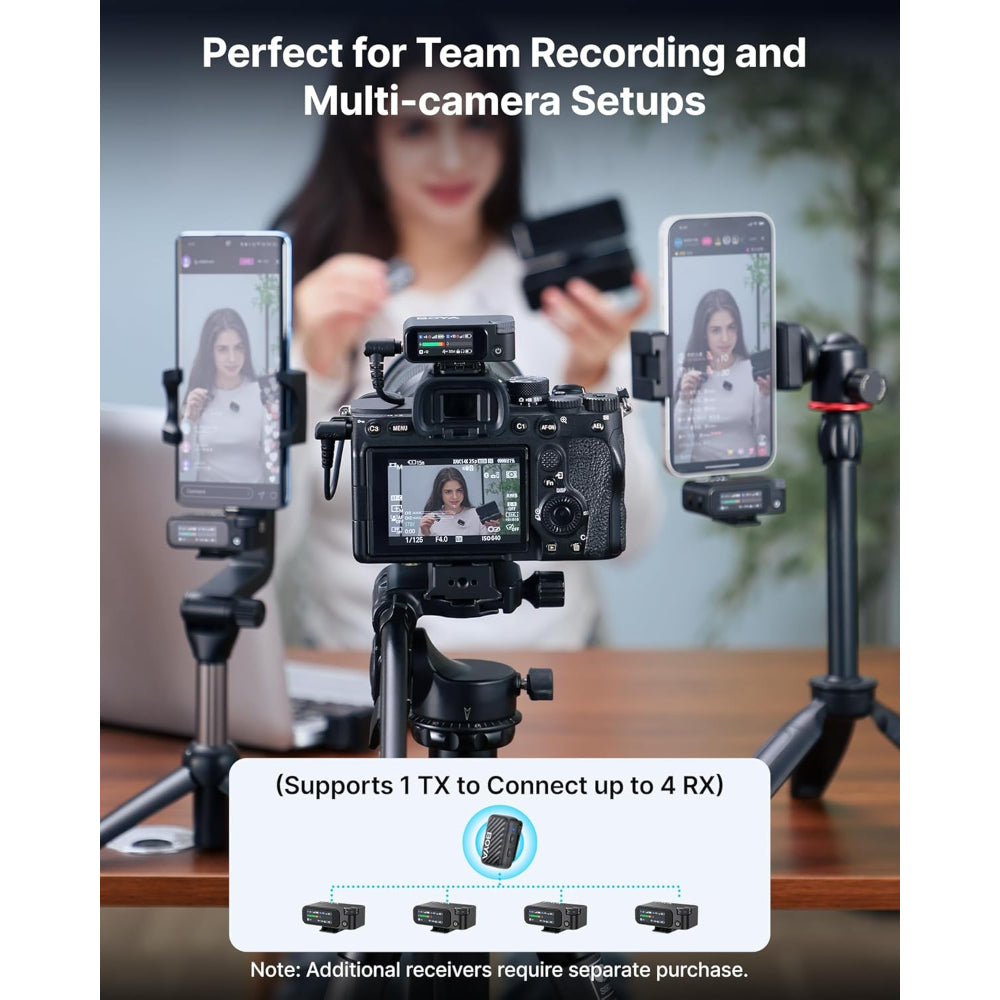 BOYA BOYAMIC 2 Wireless Microphones for iPhone 15-16/Android/PC/Camera, AI Noise Cancellation, 32-bit Float Internal Recording, AMOLED Touchscreen, 984ft 54h Battery with Charging Case(with Clip Mic)