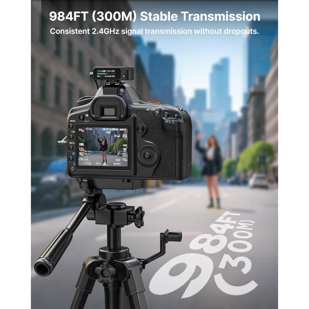 BOYA BOYAMIC 2 Wireless Microphones for iPhone 15-16/Android/PC/Camera, AI Noise Cancellation, 32-bit Float Internal Recording, AMOLED Touchscreen, 984ft 54h Battery with Charging Case(with Clip Mic)