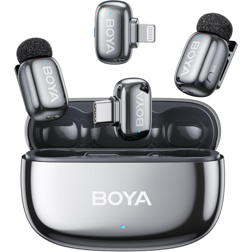 BOYA mini 2 Wireless Microphone for iPhone & Android, AI Noise Cancellation, App Control, Safety Track, 30H Battery Life with Charging Case, Lapel Microphone Wireless for Video Recording Podcast Vlog