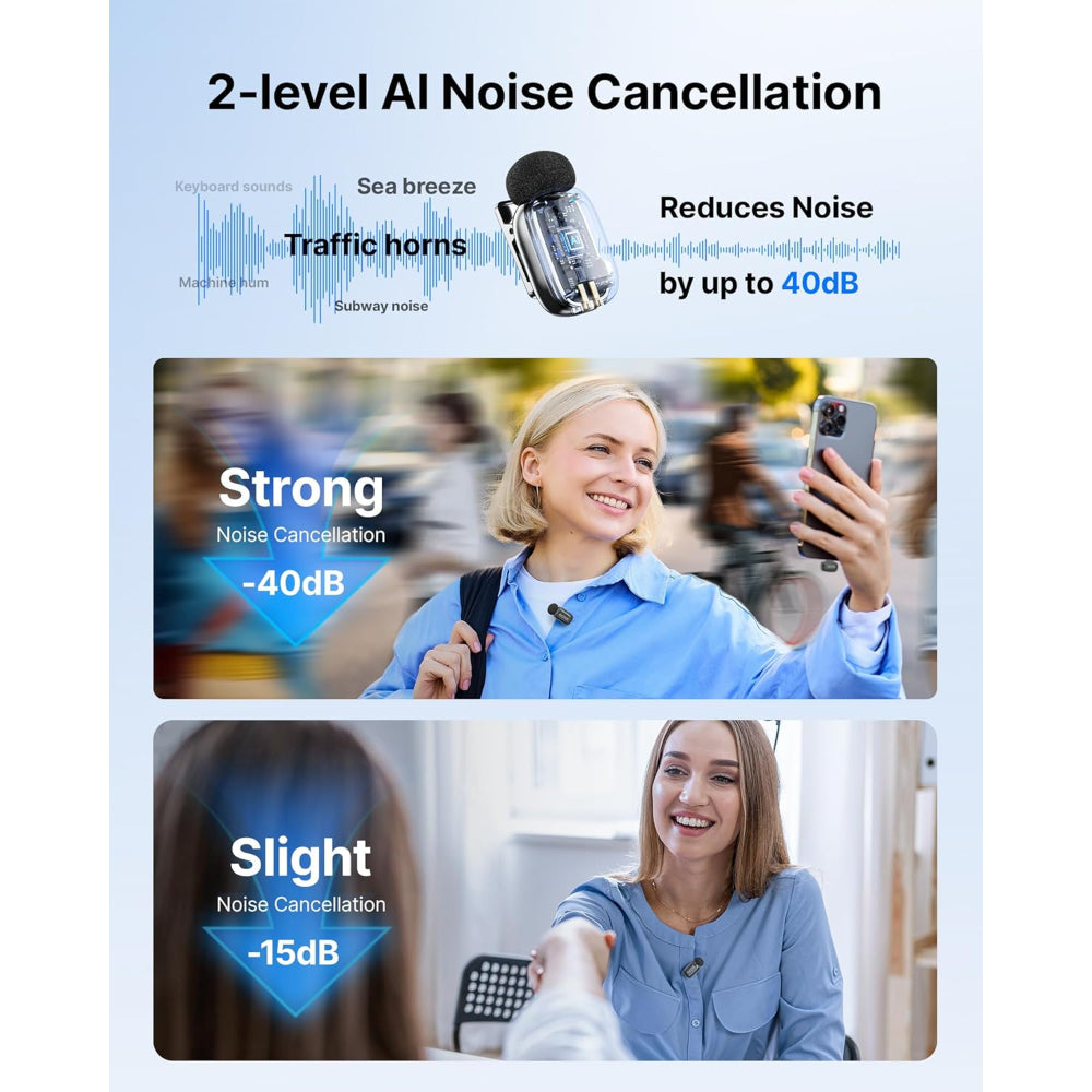 BOYA mini 2 Wireless Microphone for iPhone & Android, AI Noise Cancellation, App Control, Safety Track, 30H Battery Life with Charging Case, Lapel Microphone Wireless for Video Recording Podcast Vlog