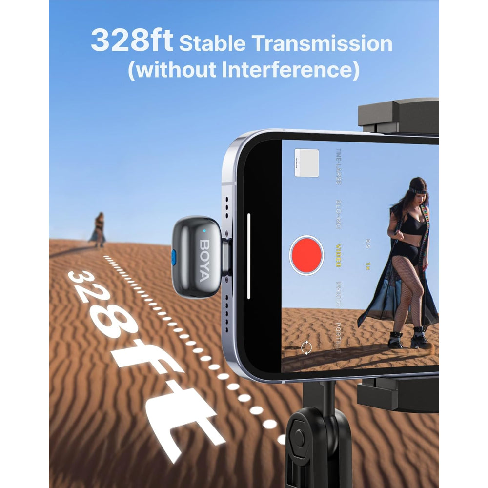 BOYA mini 2 Wireless Microphone for iPhone & Android, AI Noise Cancellation, App Control, Safety Track, 30H Battery Life with Charging Case, Lapel Microphone Wireless for Video Recording Podcast Vlog