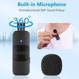 BOYA BY-V1 Wireless Lavalier Microphone System, 164ft Range, Lapel Microphone for iPhone,Andriod iPad - Cordless Omnidirectional Mini Clip-On Mic for Interview Video Podcast Vlogging YouTube