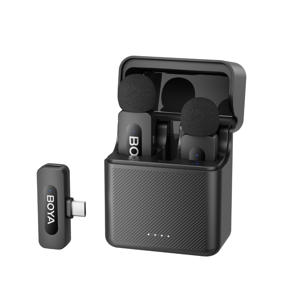 BOYA V30 Wireless Lavalier Microphone for iPhone/Android/PC/Laptop with USB-C Port, 36H Battery Life with Charging Case, Noise Canceling Clip on Lapel Microphone Wireless Mini Mic for Video Recording