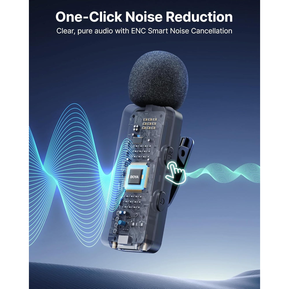 BOYA V30 Wireless Lavalier Microphone for iPhone/Android/PC/Laptop with USB-C Port, 36H Battery Life with Charging Case, Noise Canceling Clip on Lapel Microphone Wireless Mini Mic for Video Recording