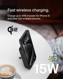 بنك طاقة بيلكين لاسلكي بتقنية Qi2 بدقة 8K مع حامل قابل للطي، لون أسود