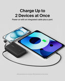 BELKIN BoostCharge Power Bank 10K with Integrated USB-C Cable| Portable Dual Fast Charger, Smart Protect, 1x USB-C port, for iPhone 16/15, iPads, Airpods, Galaxy SA25/24, USB-C Devices- Black