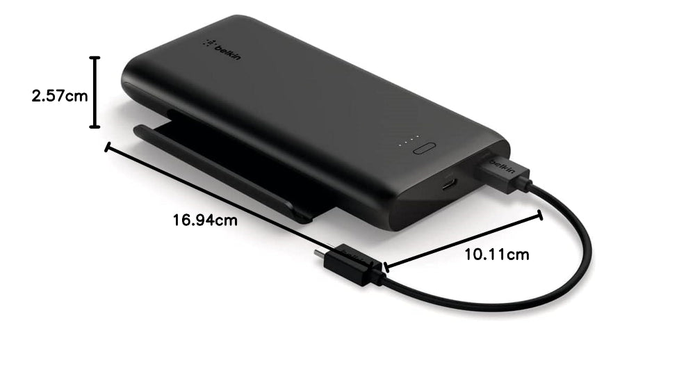 بنك طاقة بيلكين بوست تشارج بسعة 10000 مللي أمبير، شحن سريع بقوة 15 واط، منفذان USB-C، منفذان USB-A - أسود